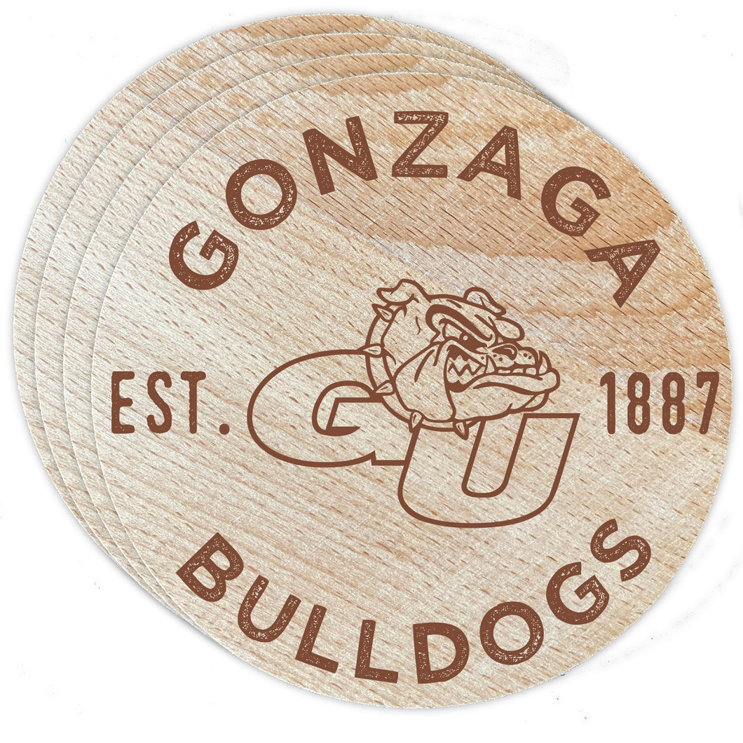 Gonzaga Bulldogs Officially Licensed Wood Coasters (4-Pack) - Laser Engraved, Never Fade Design