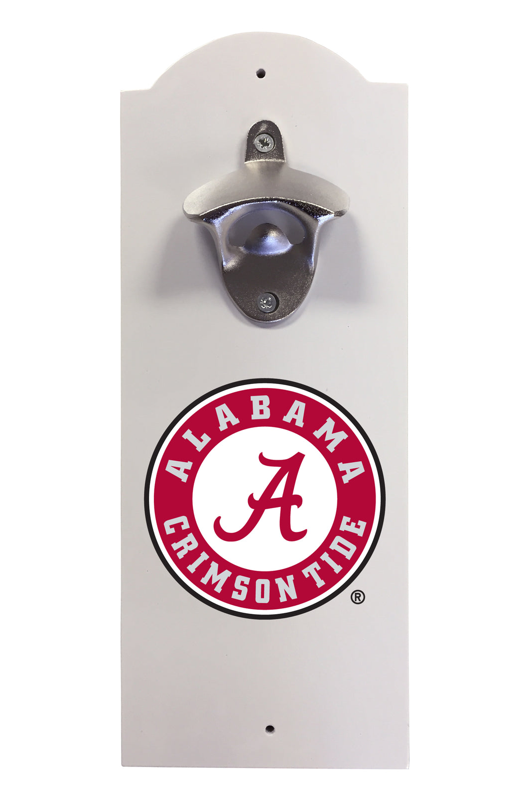 Alabama Crimson Tide Wall-Mounted Bottle Opener – Sturdy Metal with Decorative Wood Base for Home Bars, Rec Rooms & Fan Caves