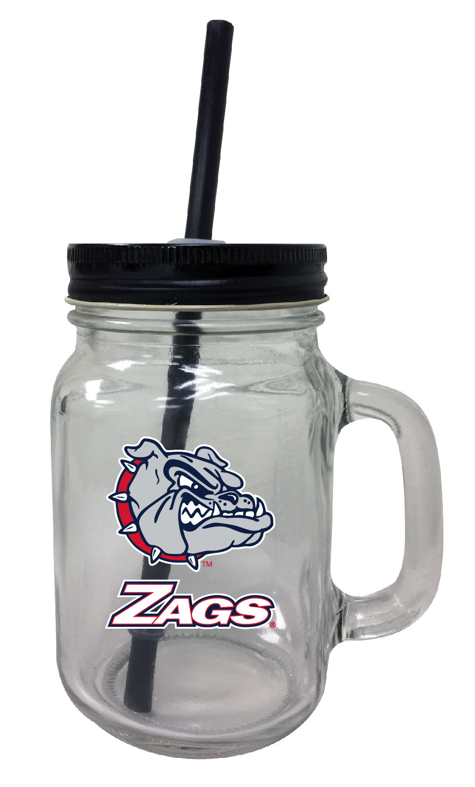 Gonzaga Bulldogs NCAA Iconic Mason Jar Glass - Officially Licensed Collegiate Drinkware with Lid and Straw 2-Pack