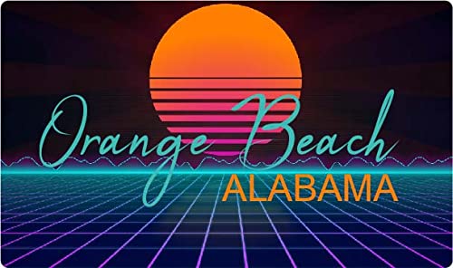 Orange Beach Alabama 4 X 2.25-Inch Fridge Magnet Retro Neon Design