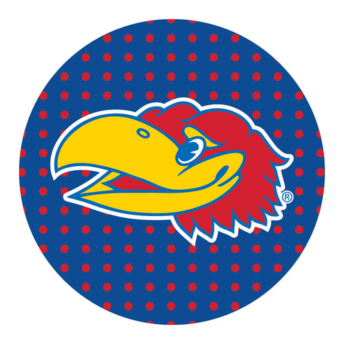 Kansas Jayhawks Polka Dot 4-Inch Round Shape NCAA High-Definition Magnet - Versatile Metallic Surface Adornment