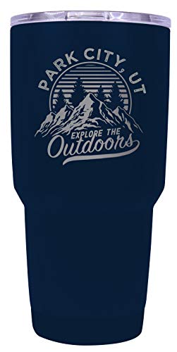 R and R Imports Park City Utah Souvenir Laser Engraved 24 oz Insulated Stainless Steel Tumbler Navy.
