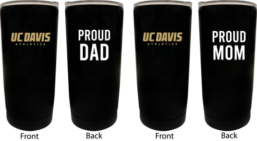 UC Davis Aggies NCAA Insulated Tumbler - 16oz Stainless Steel Travel Mug Proud Mom and Dad Design Black