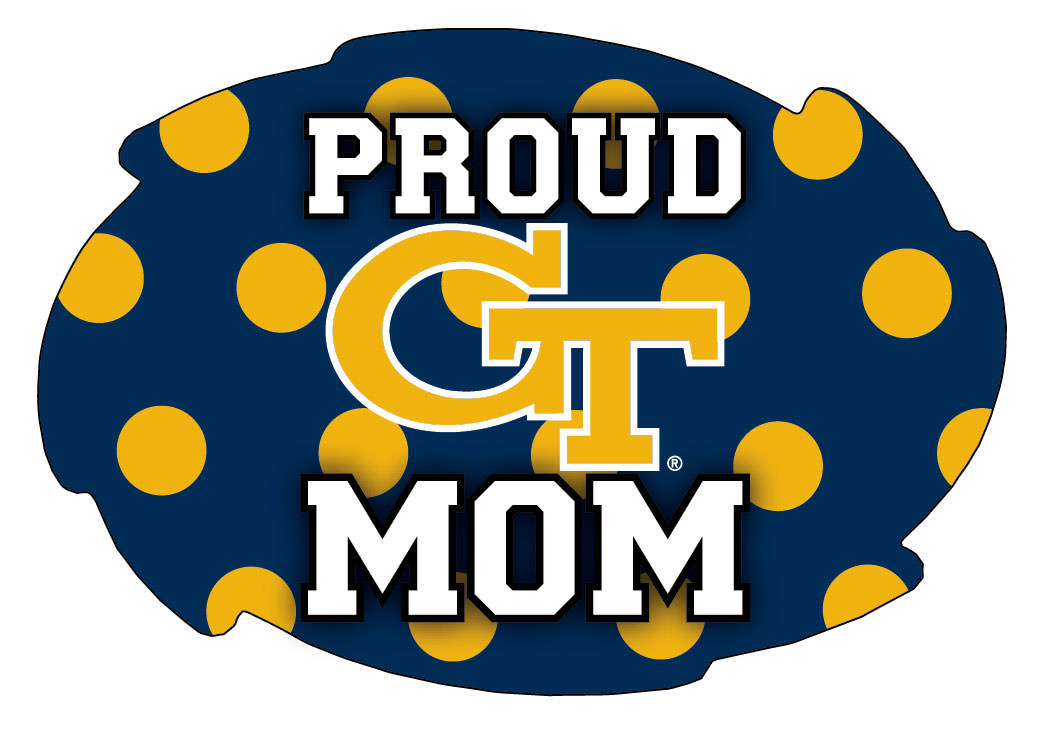 Georgia Tech Yellow Jackets 5x6-Inch Swirl Shape Proud Mom NCAA - Durable School Spirit Vinyl Decal Perfect Gift for Mom