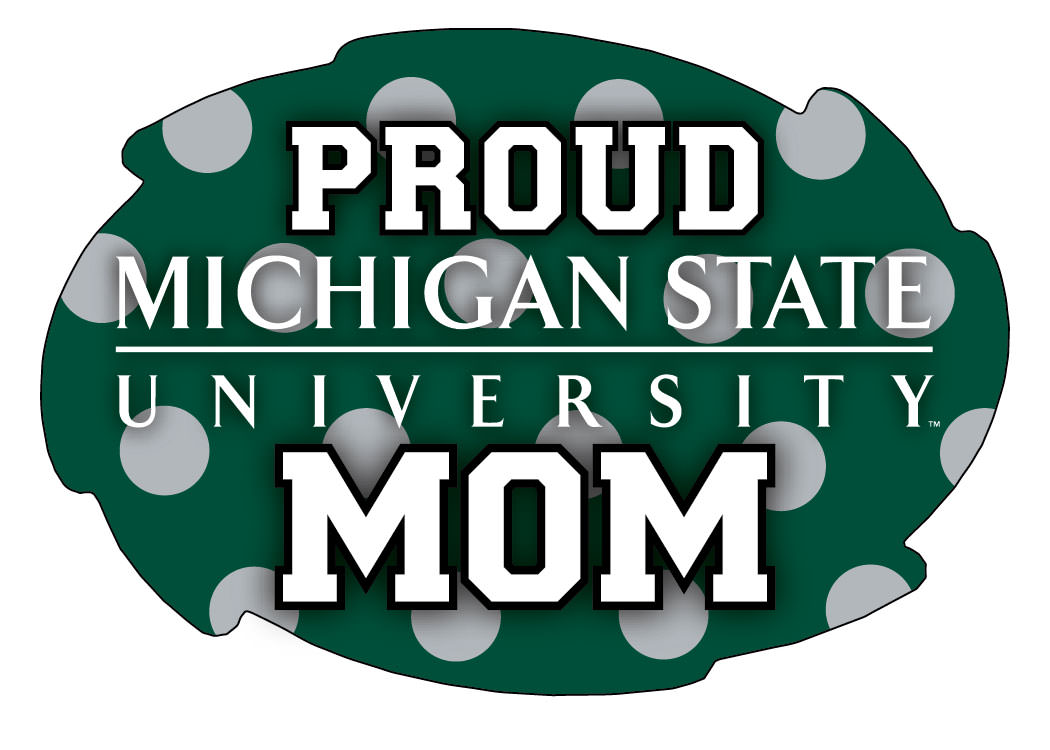 Michigan State Spartans 5x6-Inch Swirl Shape Proud Mom NCAA - Durable School Spirit Vinyl Decal Perfect Gift for Mom