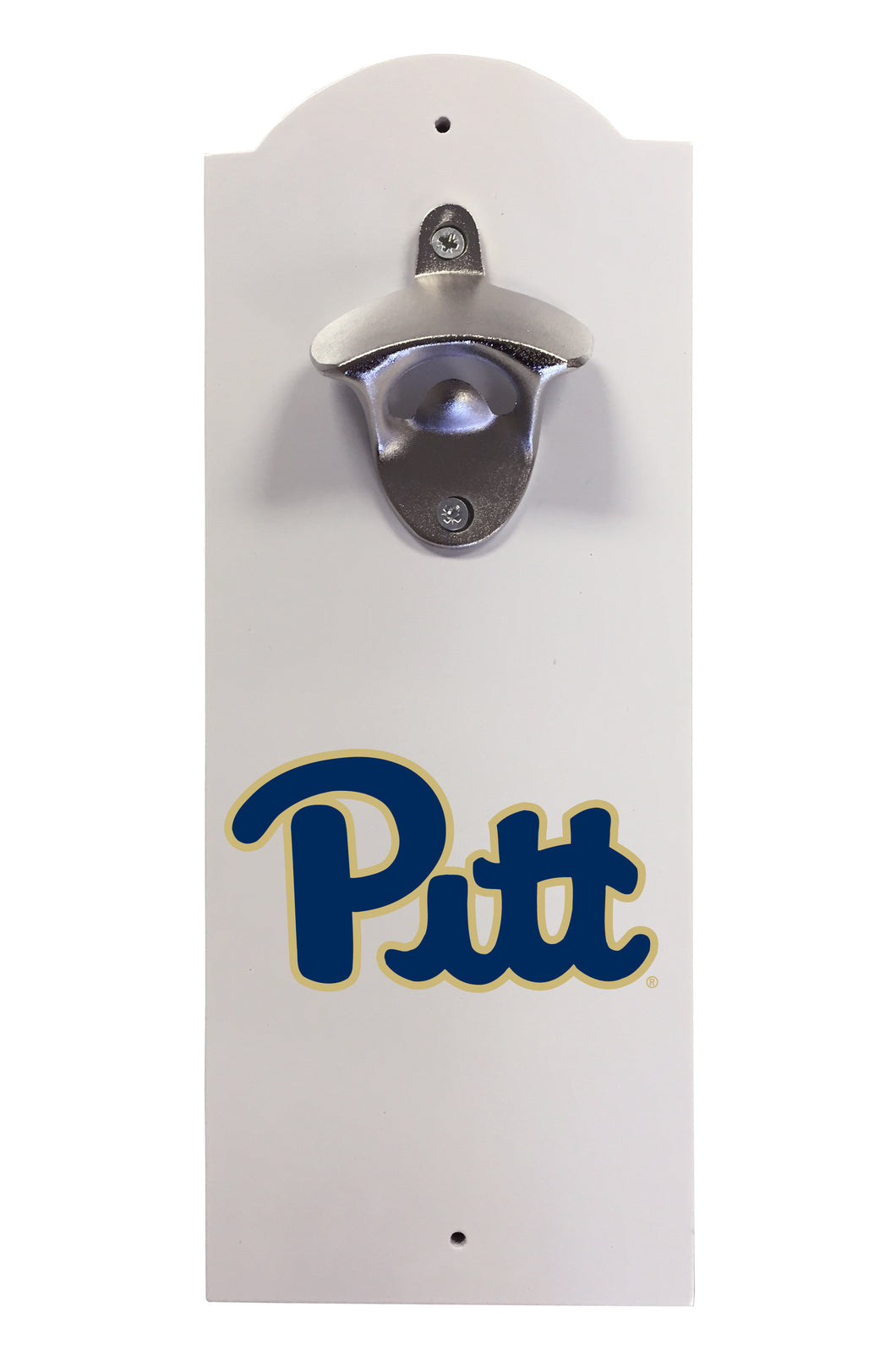 Pittsburgh Panthers Wall-Mounted Bottle Opener – Sturdy Metal with Decorative Wood Base for Home Bars, Rec Rooms & Fan Caves