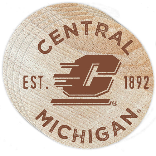 Central Michigan University Officially Licensed Wood Coasters (4-Pack) - Laser Engraved, Never Fade Design