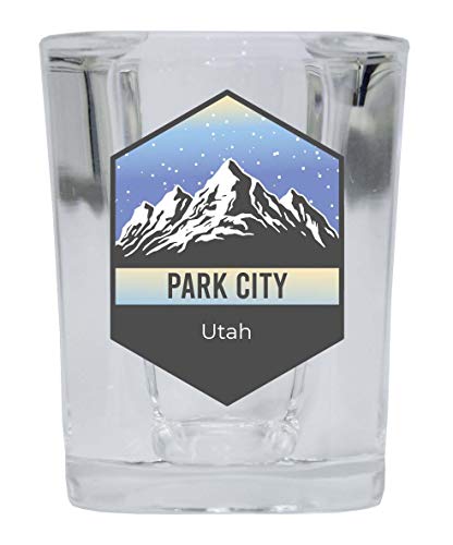Park City Utah Ski Adventures 2 Ounce Square Base Liquor Shot Glass 4-Pack