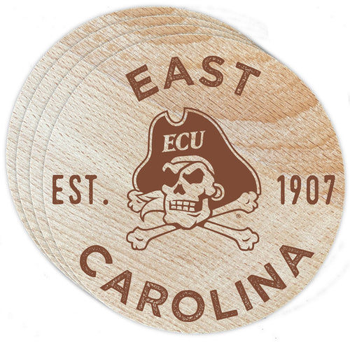 East Carolina Pirates Officially Licensed Wood Coasters (4-Pack) - Laser Engraved, Never Fade Design