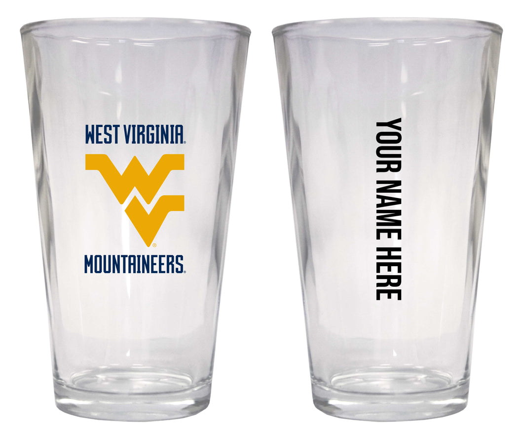 Customizable NCAA West Virginia Mountaineers 16 oz Pint Glass – Perfect Gift Personalized With your own  or any fan name