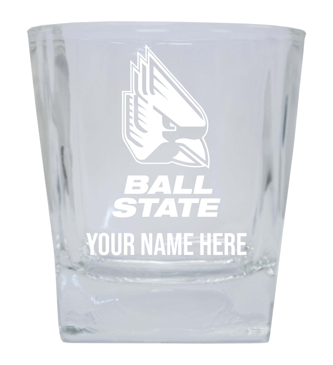 Ball State University NCAA Spirit Elegance - 5 ozPersonalized With Custom Name Etched Shooter Glass Tumbler