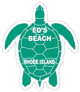 Ed's Beach Rhode Island 4 Inch Green Turtle Shape Decal Sticke