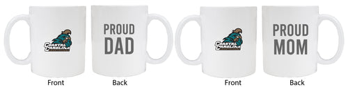 Coastal Carolina University Proud Mom And Dad White Ceramic Coffee Mug 2 pack (White)