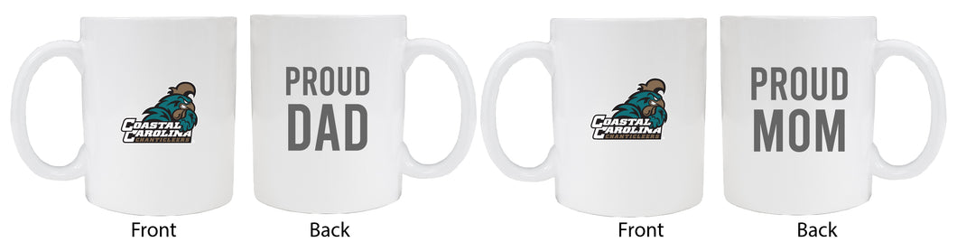 Coastal Carolina University Proud Mom And Dad White Ceramic Coffee Mug 2 pack (White)