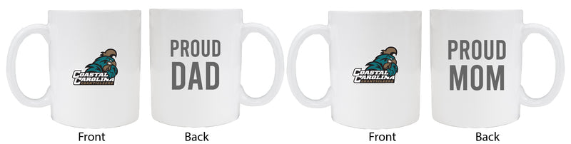 Coastal Carolina University Proud Mom And Dad White Ceramic Coffee Mug 2 pack (White)