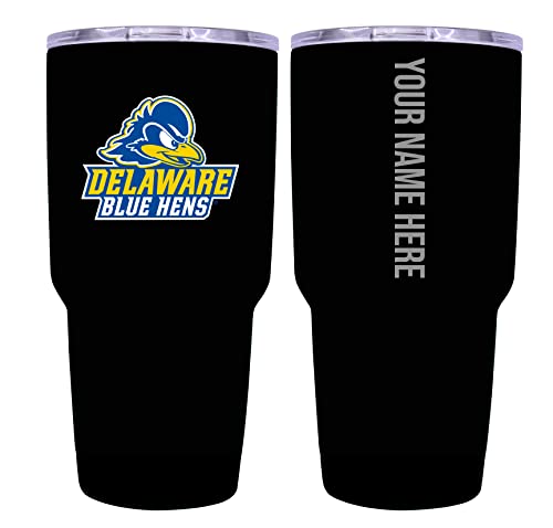 Custom Delaware Blue Hens Black Insulated Tumbler - 24oz Engraved Stainless Steel Travel Mug