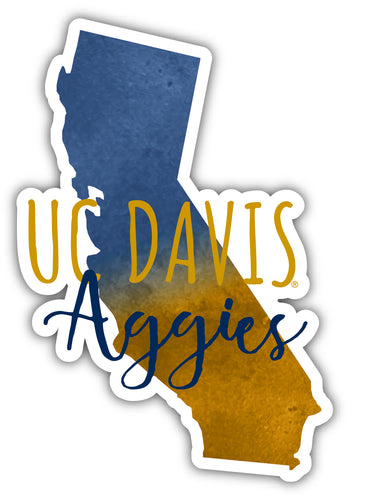 UC Davis Aggies 2-Inch on one of its sides Watercolor Design NCAA Durable School Spirit Vinyl Decal Sticker