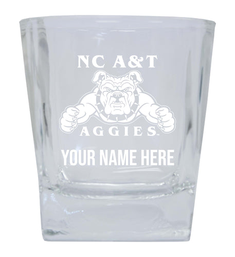 North Carolina A&T State Aggies 2-Pack Personalized NCAA Spirit Elegance 10oz Etched Glass Tumbler