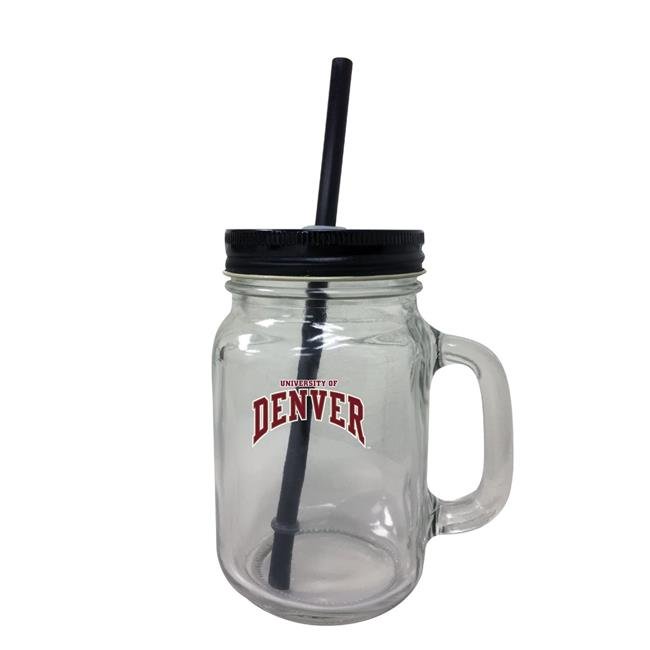 Delaware Blue Hens NCAA Iconic Mason Jar Glass - Officially Licensed Collegiate Drinkware with Lid and Straw 