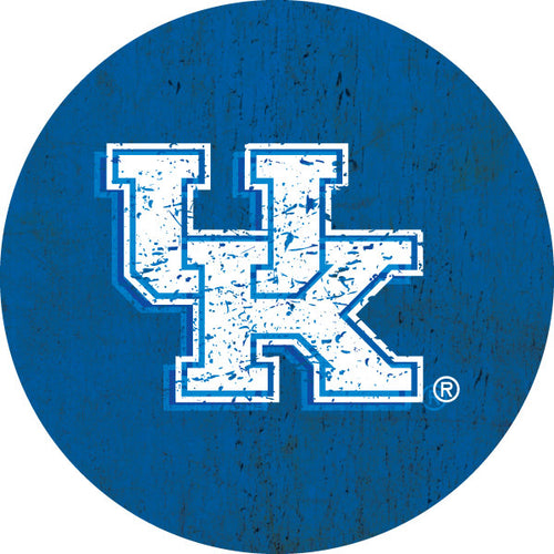 Kentucky Wildcats Round 4-Inch Distressed Wood Grain NCAA Vinyl Decal Sticker for Fans, Students, and Alumni