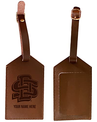 South Dakota State Jackrabbits Premium Leather Luggage Tag - Laser-Engraved Custom Name Option