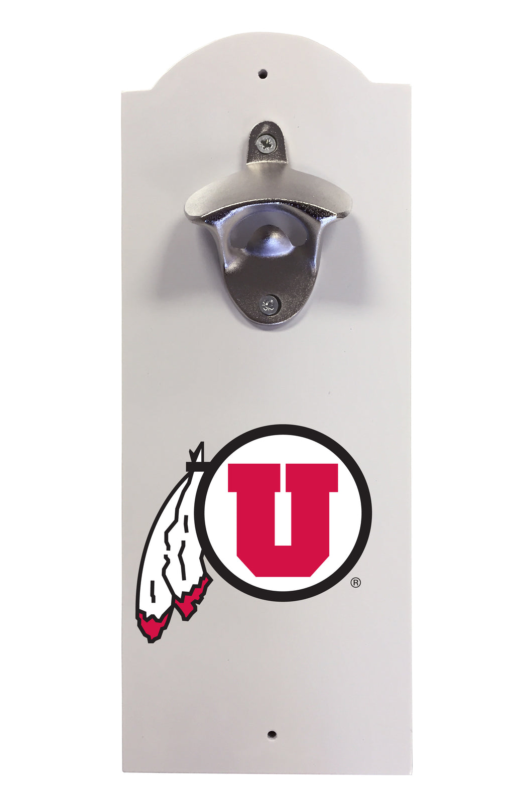 Utah Utes Wall-Mounted Bottle Opener – Sturdy Metal with Decorative Wood Base for Home Bars, Rec Rooms & Fan Caves