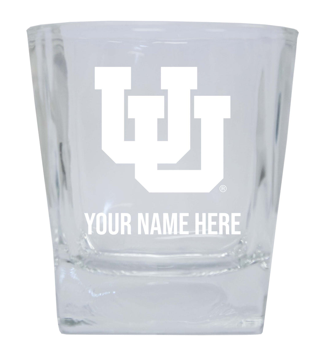 Utah Utes Custom College Etched Alumni 8oz Glass Tumbler 2 Pack