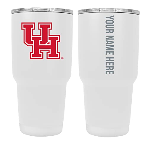 Collegiate Custom Personalized University of Houston, 24 oz Insulated Stainless Steel Tumbler with Engraved Name (White)