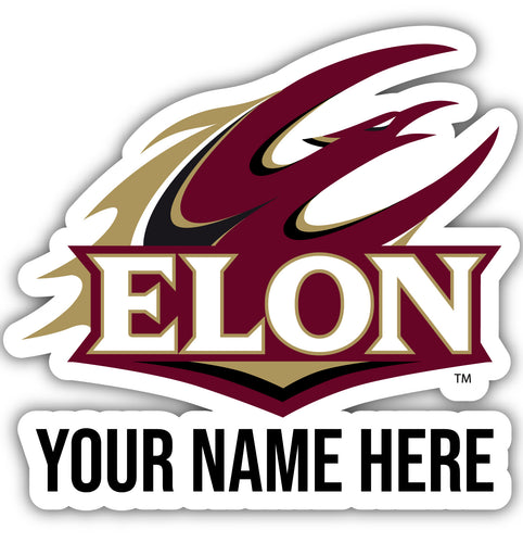 Elon University 9x14-Inch Mascot Logo NCAA Custom Name Vinyl Sticker - Personalize with Name