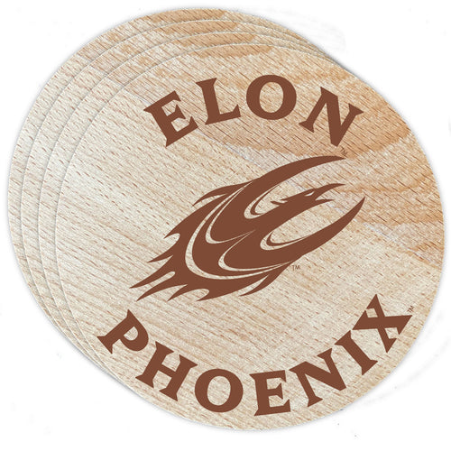 Elon University Officially Licensed Wood Coasters (4-Pack) - Laser Engraved, Never Fade Design