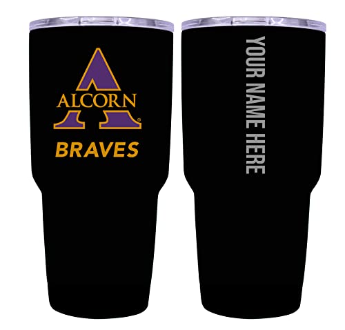 Custom Alcorn State Braves Black Insulated Tumbler - 24oz Engraved Stainless Steel Travel Mug