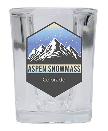 Aspen Snowmass Colorado Ski Adventures 2 Ounce Square Base Liquor Shot Glass