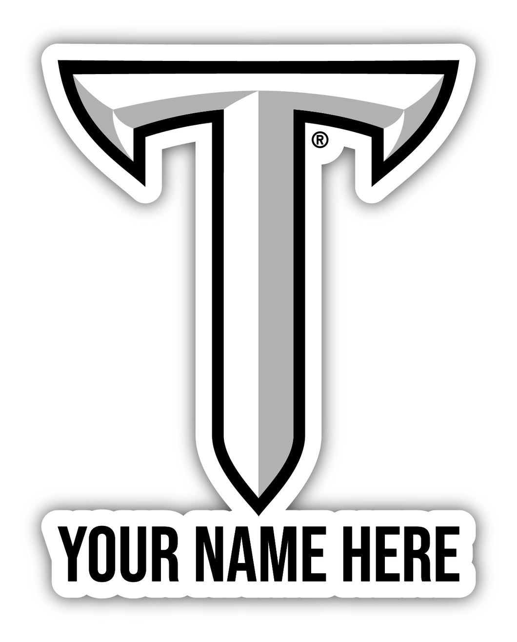 Troy University 9x14-Inch Mascot Logo NCAA Custom Name Vinyl Sticker - Personalize with Name