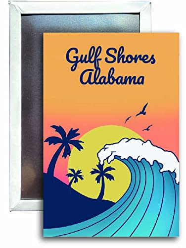 Gulf Shores Alabama Souvenir 2x3 Fridge Magnet Wave Design