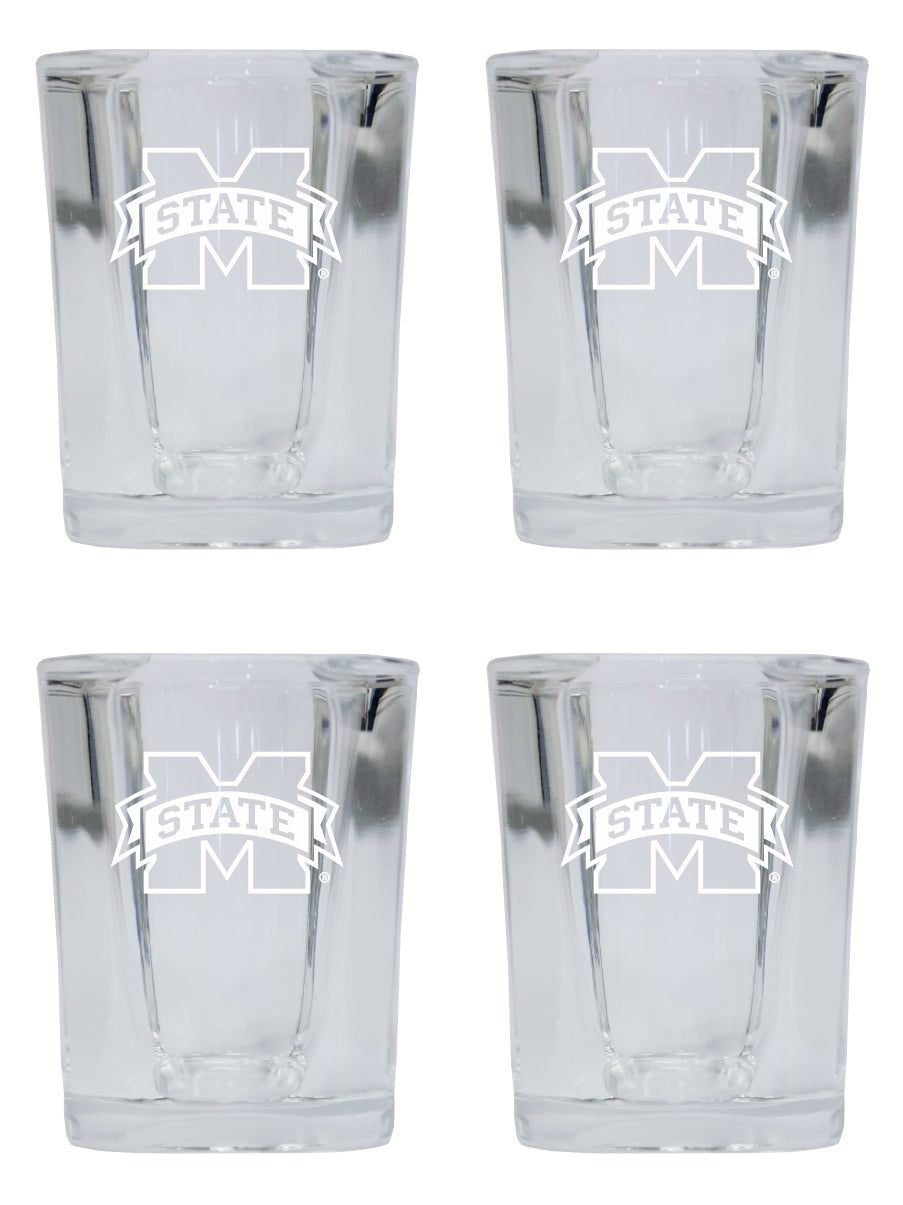 Mississippi State Bulldogs NCAA Collector's Edition 2oz Square Shot Glass - Laser Etched Logo 4-Pack