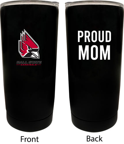 Ball State University NCAA Insulated Tumbler - 16oz Stainless Steel Travel Mug Proud Mom Design Black