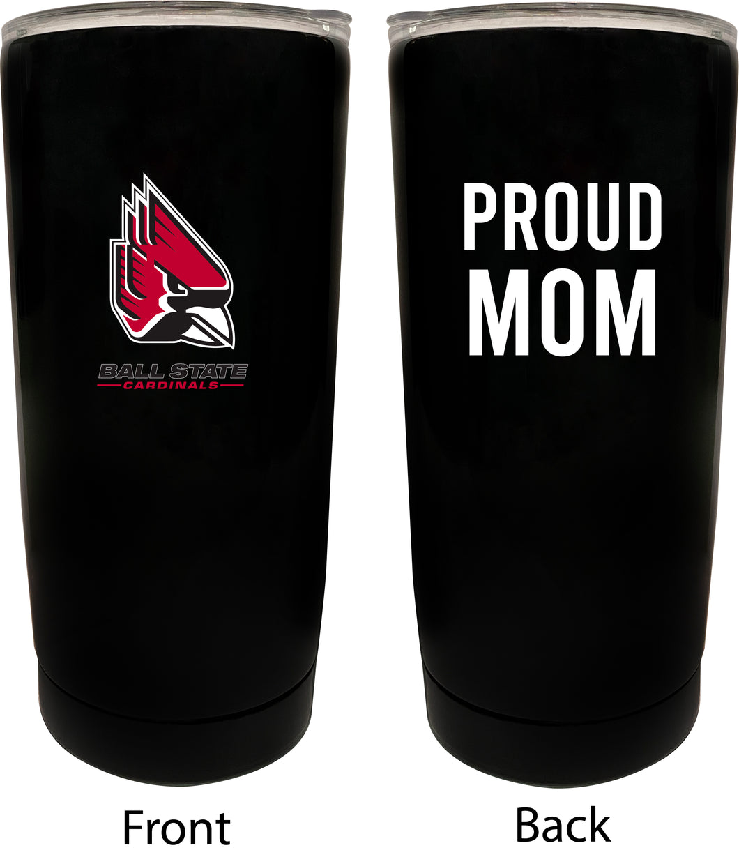 Ball State University NCAA Insulated Tumbler - 16oz Stainless Steel Travel Mug Proud Mom Design Black