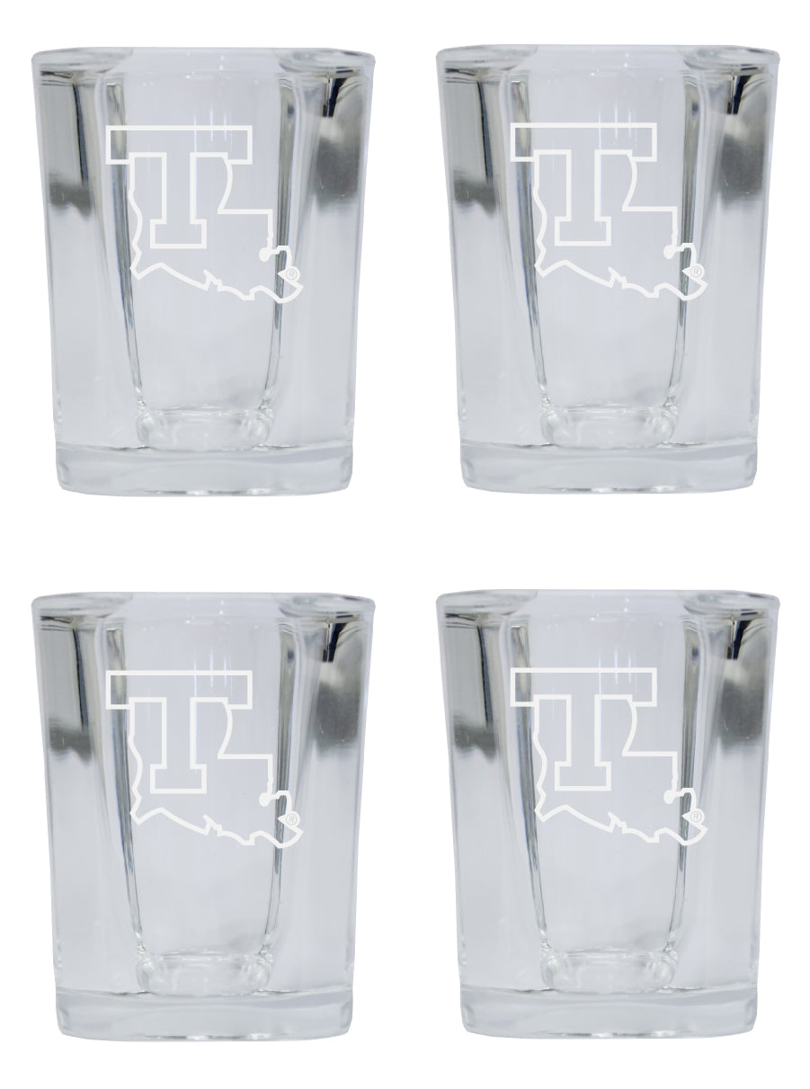 Louisiana Tech Bulldogs 2 Ounce Square Shot Glass laser etched logo Design 4-Pack