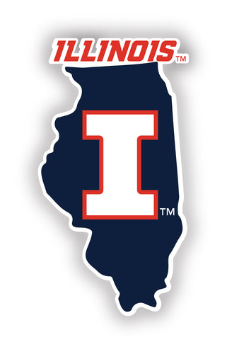 Illinois Fighting Illini 4-Inch State Shape NCAA Vinyl Decal Sticker for Fans, Students, and Alumni