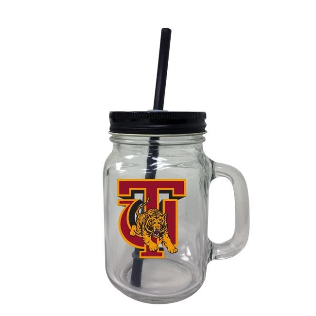 Tuskegee University NCAA Iconic Mason Jar Glass - Officially Licensed Collegiate Drinkware with Lid and Straw 