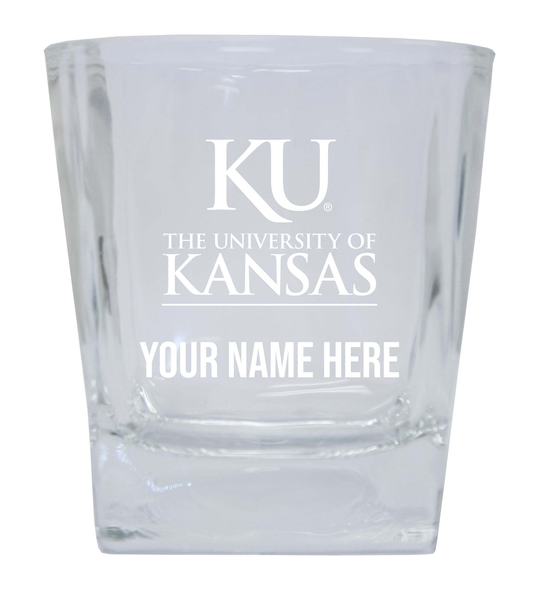 Kansas Jayhawks Custom College Etched Alumni 8oz Glass Tumbler 2 Pack