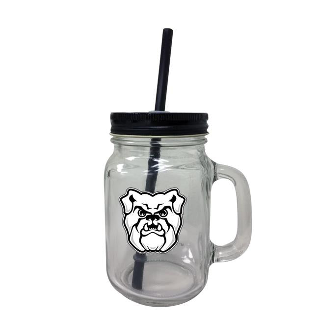 Butler Bulldogs NCAA Iconic Mason Jar Glass - Officially Licensed Collegiate Drinkware with Lid and Straw 