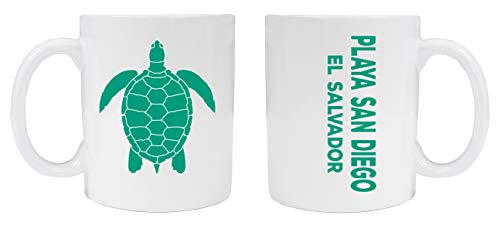 Playa San Diego El Salvador Souvenir White Ceramic Coffee Mug 2 Pack Turtle Design
