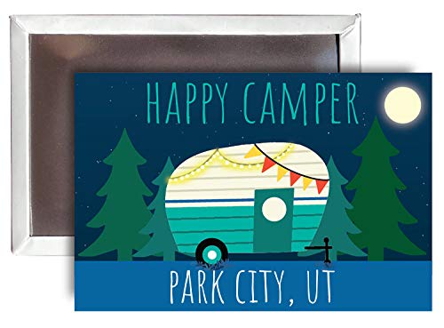 Park City Utah Souvenir 2x3-Inch Fridge Magnet Happy Camper Design