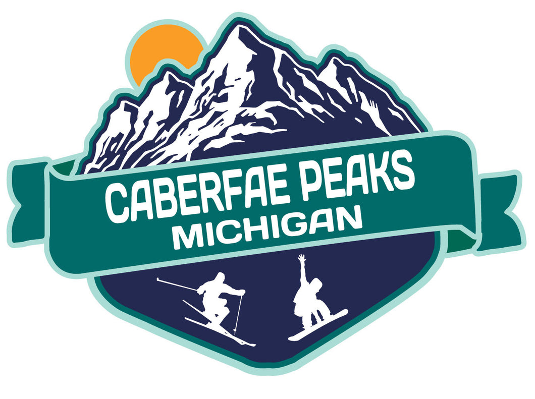Caberfae Peaks Michigan Ski Adventures Souvenir 4 Inch Vinyl Decal Sticker Mountain Design