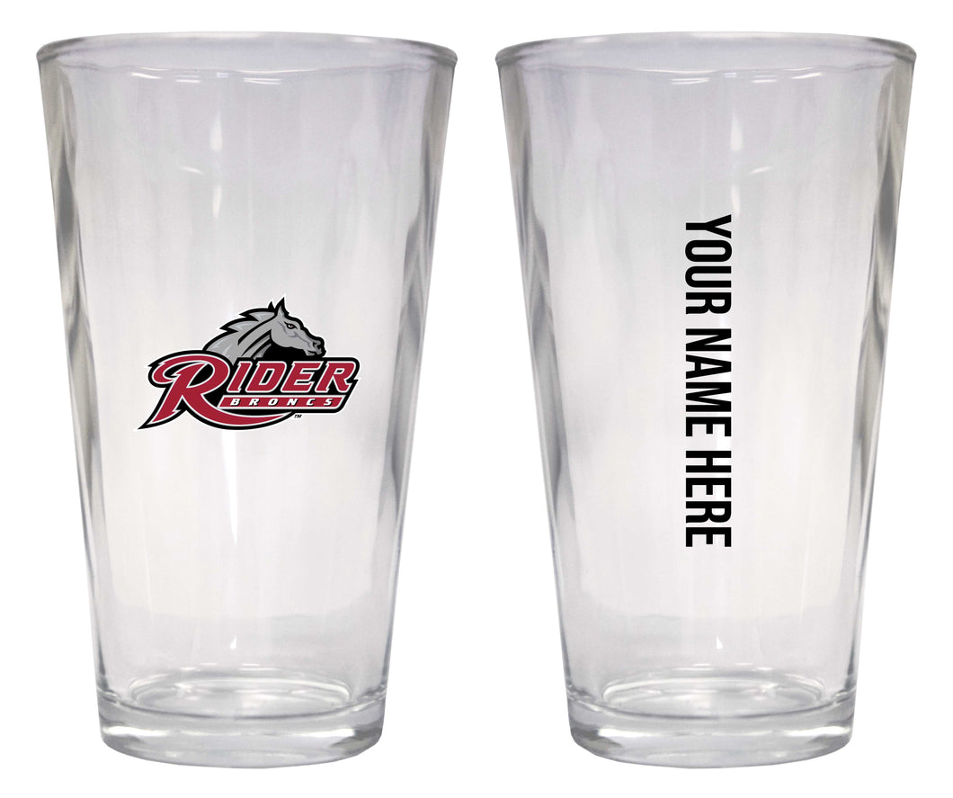 Customizable NCAA Rider University Broncs 16 oz Pint Glass – Perfect Gift Personalized With your own  or any fan name