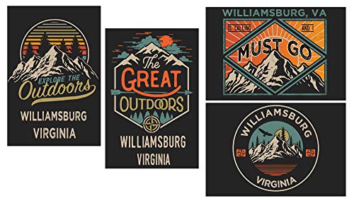 Williamsburg Virginia Souvenir 2x3 Inch Fridge Magnet The Great Outdoors Design 4-Pack