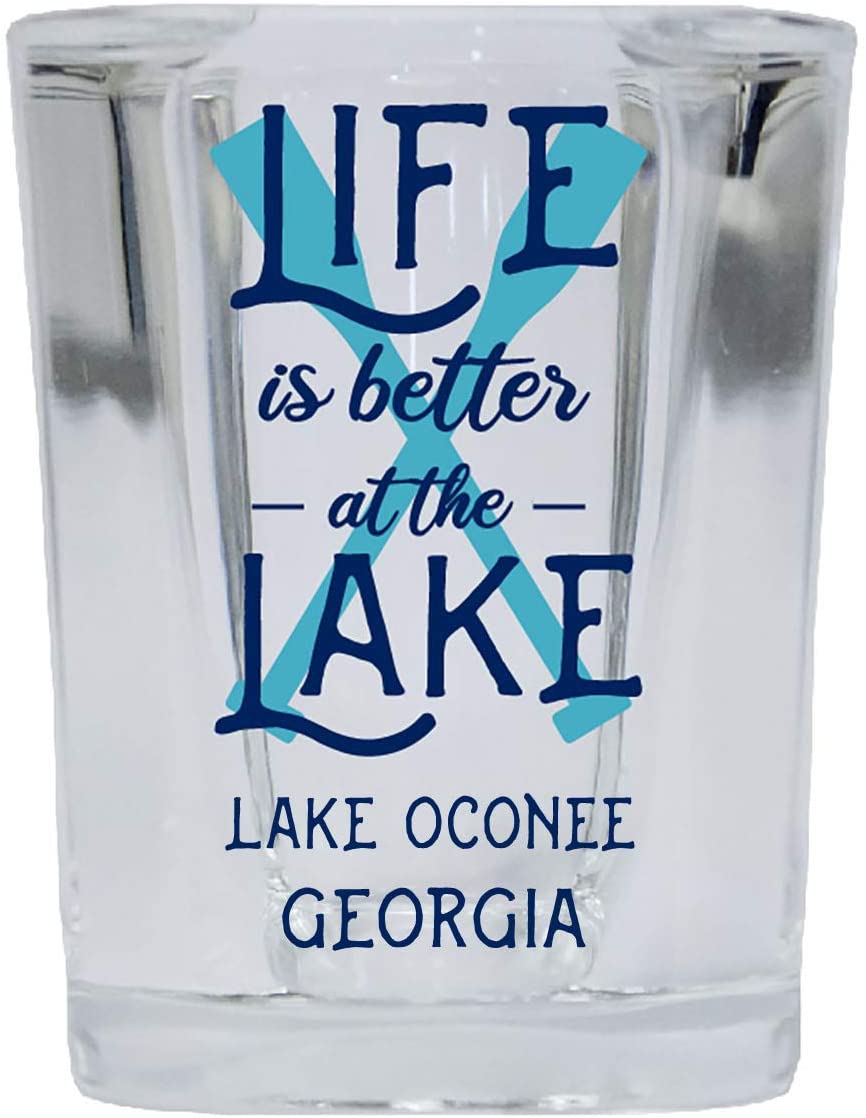 Lake Oconee Georgia Souvenir 2 Ounce Square Base Liquor Shot Glass Paddle Design