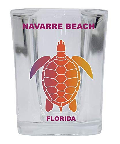 Navarre Beach Florida Souvenir Rainbow Turtle Design Square Shot Glass 4-pack