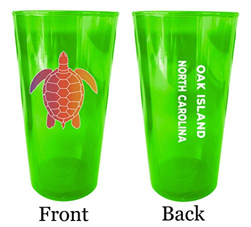 Oahu Hawaii Souvenir 16 oz Green Plastic Pint Glass 4-Pack
